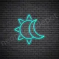 Bright Blue Sun Moon Neon Sign