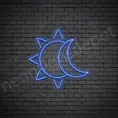 Dark Blue Sun Moon Neon Sign