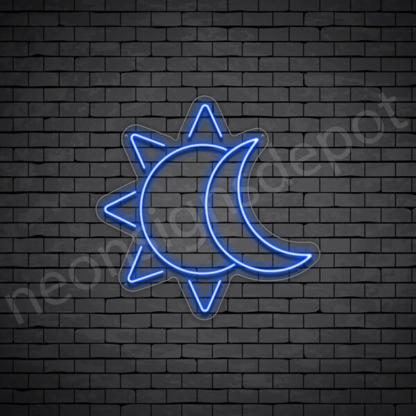 Sun-Moon-Neon-Sign-24x24-WS-C-DARK-BLUE Dark Blue Sun Moon Neon Sign