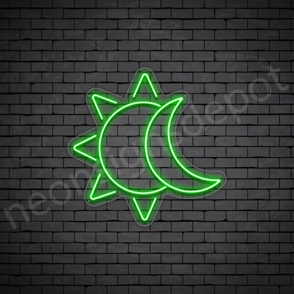 Sun-Moon-Neon-Sign-24x24-WS-C-GREEN Green Sun Moon Neon Sign