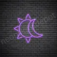 Purple Sun Moon Neon Sign