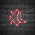 Red Sun Moon Neon Sign