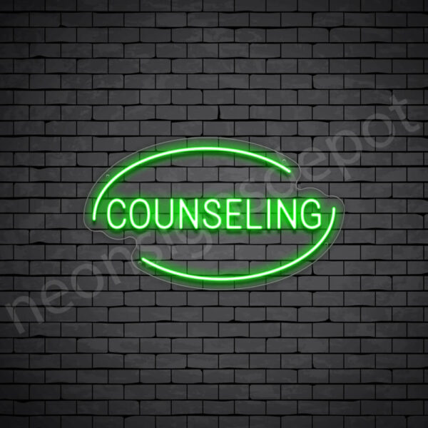 Counseling-V3-Neon-Sign-14x24-WS-C-GREEN Green Counseling V3 Sign