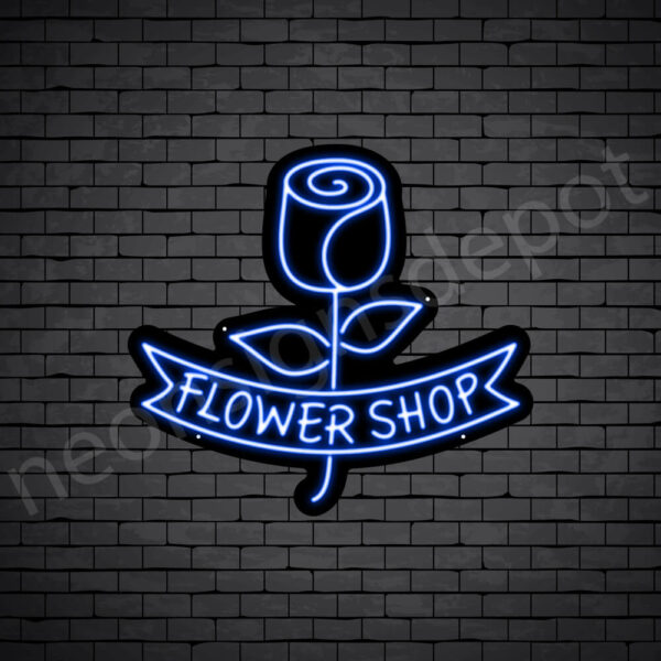 Flower-Shop-V2-Neon-Sign-22x24-WS-B-DARK-BLUE WS Dark Blue Flower Shop V2 Neon Sign