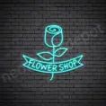 Bright Blue Flower Shop V2 Neon Sign