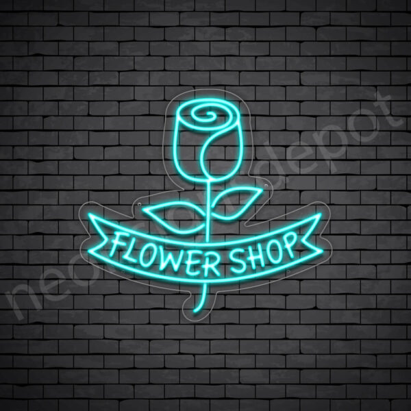 Flower-Shop-V2-Neon-Sign-22x24-WS-C-BRIGHT-BLUE Bright Blue Flower Shop V2 Neon Sign