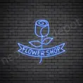 Dark Blue Flower Shop V2 Neon Sign