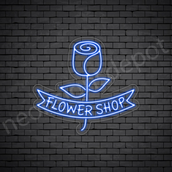 Flower-Shop-V2-Neon-Sign-22x24-WS-C-DARK-BLUE Dark Blue Flower Shop V2 Neon Sign