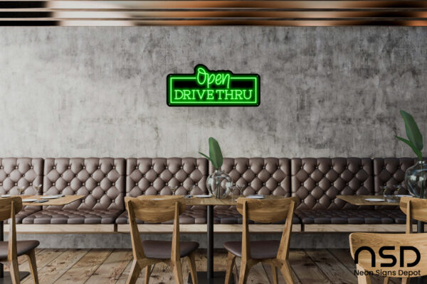 Open Drive-Thru Neon Sign_Black_Mockup_Template01_green Open Drive-Thru Neon Sign_Black_Mockup_Template01_green