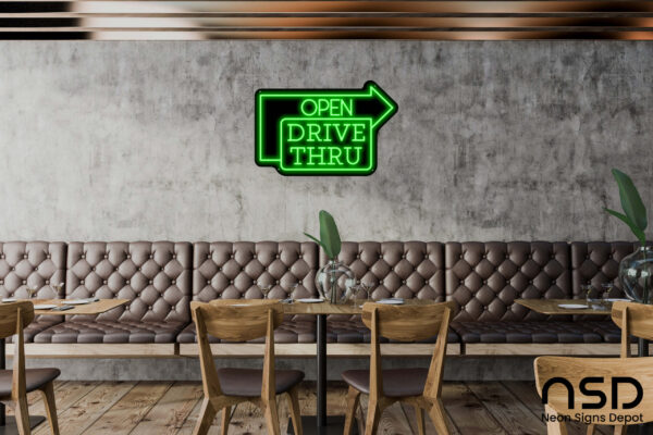Open Drive-Thru V2 Neon Sign_Black_Mockup_Template01_green Open Drive-Thru V2 Neon Sign_Black_Mockup_Template01_green