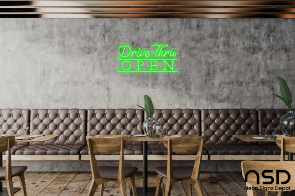 Open Drive-Thru V6 Neon Sign_Black_Mockup_Template01_green Open Drive-Thru V6 Neon Sign_Black_Mockup_Template01_green