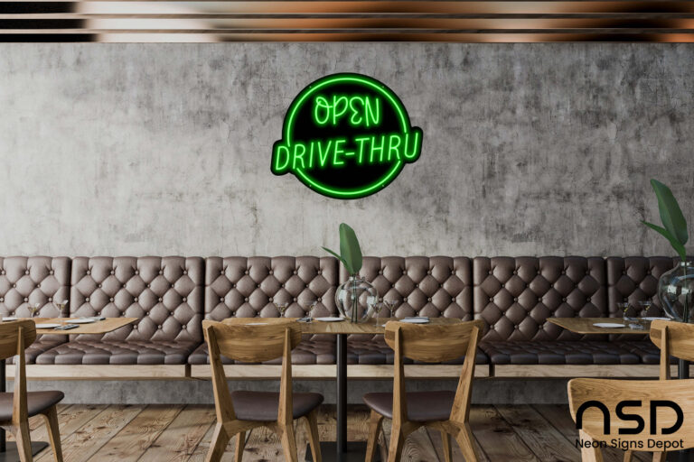 Open Drive-Thru V7 Neon Sign