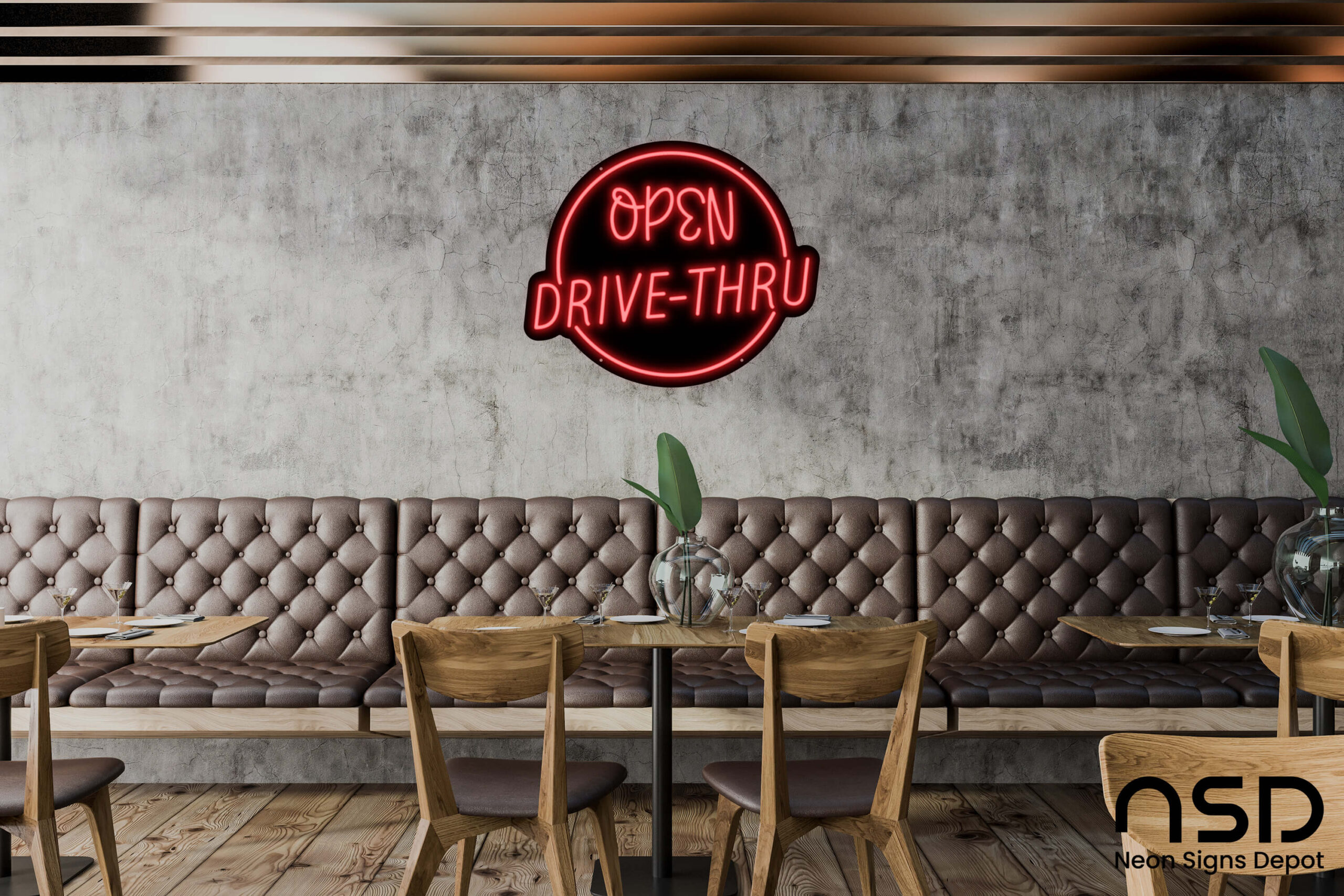 Open Drive-Thru V8 Neon Sign neon sign