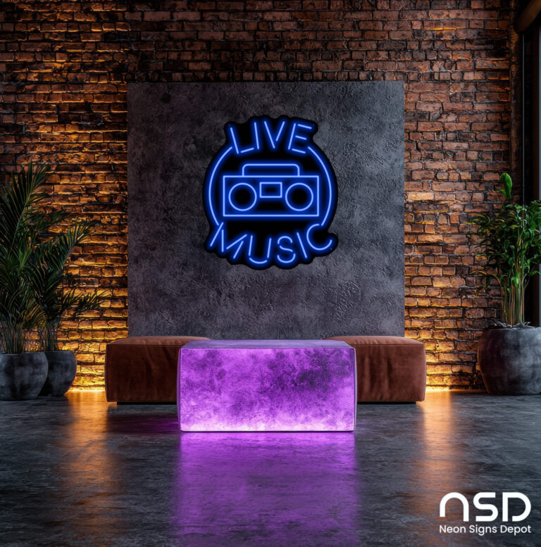 Blue Live Music LED neon sign