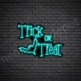 Bright Blue Trick Or Treat Bat Neon Sign