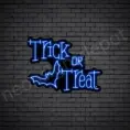 Dark Blue Trick Or Treat Bat Neon Sign