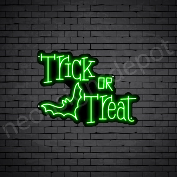 Trick-Or-Treat-Bat-Neon-Sign-24x18-WS-B-GREEN Green Trick Or Treat Bat Neon Sign