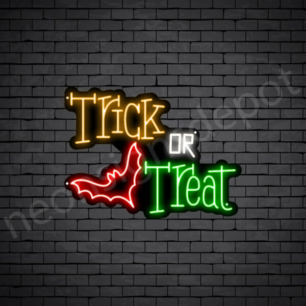 Trick-Or-Treat-Bat-Neon-Sign-24x18-WS-B-MULTI-COLOR Multi Color Trick Or Treat Bat Neon Sign