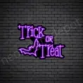 Purple Trick Or Treat Bat Neon Sign