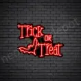 Red Trick Or Treat Bat Neon Sign