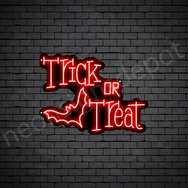 Trick-Or-Treat-Bat-Neon-Sign-24x18-WS-B-RED Red Trick Or Treat Bat Neon Sign
