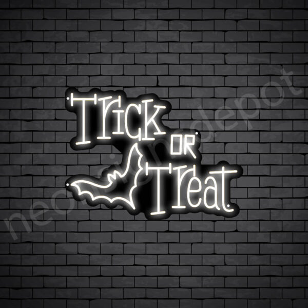 Trick-Or-Treat-Bat-Neon-Sign-24x18-WS-B-WHITE White Trick Or Treat Bat Neon Sign