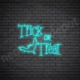 Bright Blue Trick Or Treat Bat Neon Sign