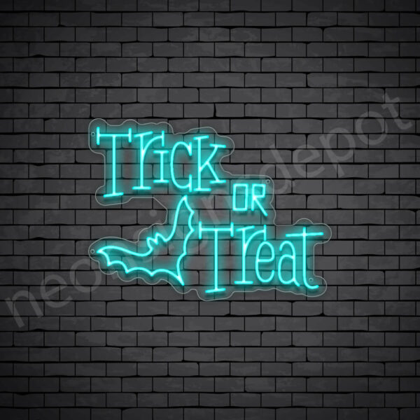 Trick-Or-Treat-Bat-Neon-Sign-24x18-WS-C-BRIGHT-BLUE Bright Blue Trick Or Treat Bat Neon Sign
