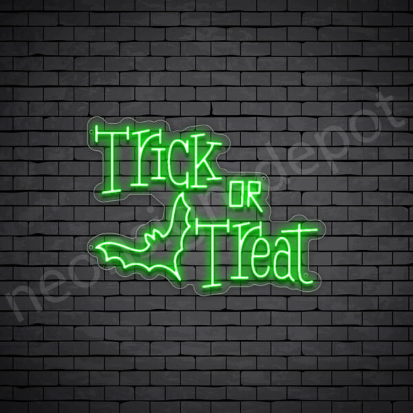 Trick-Or-Treat-Bat-Neon-Sign-24x18-WS-C-GREEN Green Trick Or Treat Bat Neon Sign