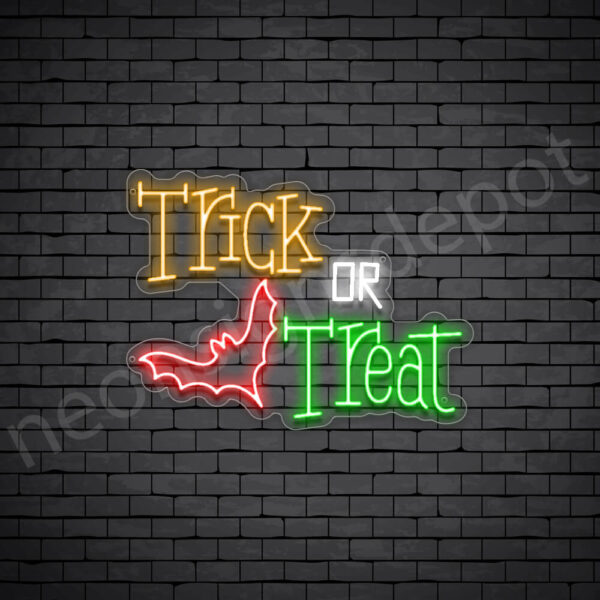 Trick-Or-Treat-Bat-Neon-Sign-24x18-WS-C-MULTI-COLOR Multi Color Trick Or Treat Bat Neon Sign