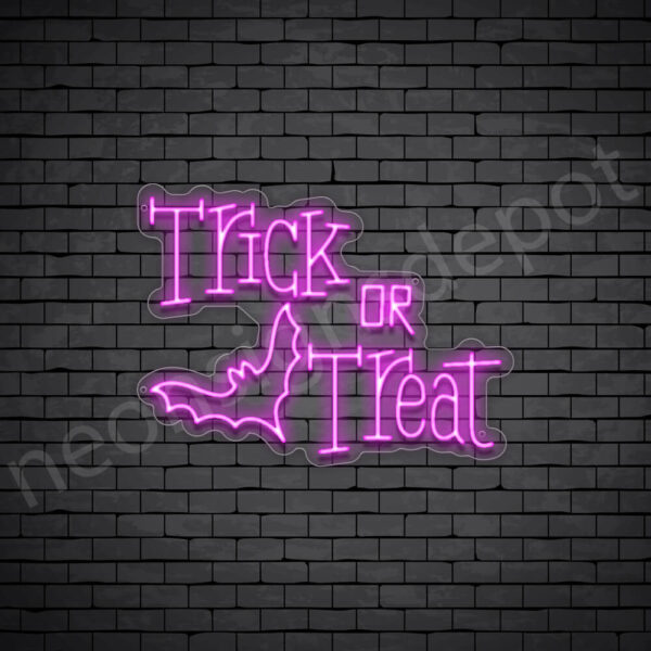 Trick-Or-Treat-Bat-Neon-Sign-24x18-WS-C-PINK Pink Trick Or Treat Bat Neon Sign