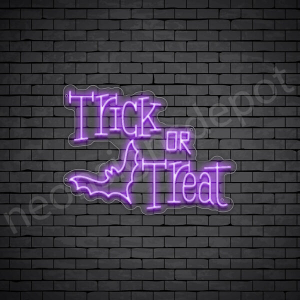 Trick-Or-Treat-Bat-Neon-Sign-24x18-WS-C-PURPLE Purple Trick Or Treat Bat Neon Sign