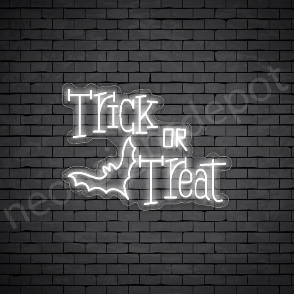 Trick-Or-Treat-Bat-Neon-Sign-24x18-WS-C-WHITE White Trick Or Treat Bat Neon Sign