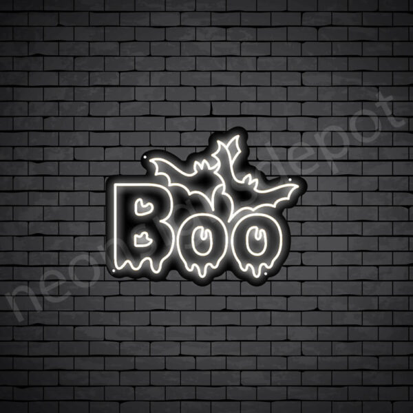 Boo-Neon-Sign-24x19-WS-B-WHITE White Boo Neon Sign