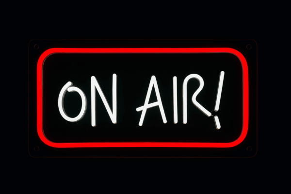 Red and white On Air custom LED neon sign