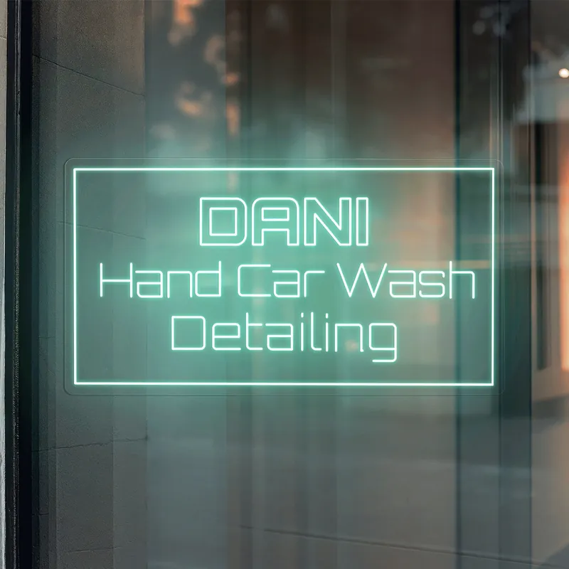 DANI Hand Car Wash Detailing custom neon sign in blue