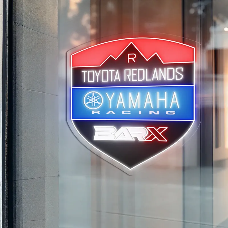 Toyota Redlands Yamaha Racing BarX custom badge neon sign